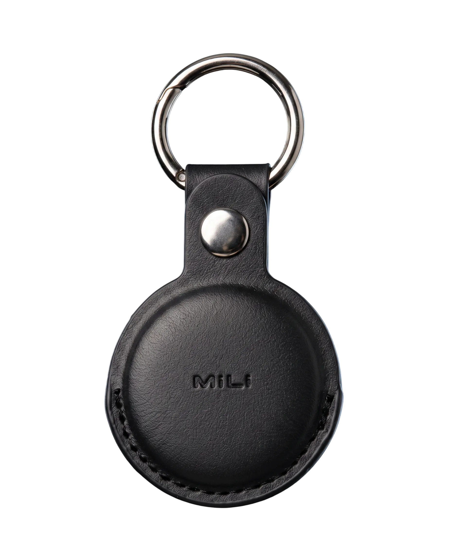 Tracker MiLi MiTag Duo negro, el disco solo, con el logo MiLi en la cara frontal